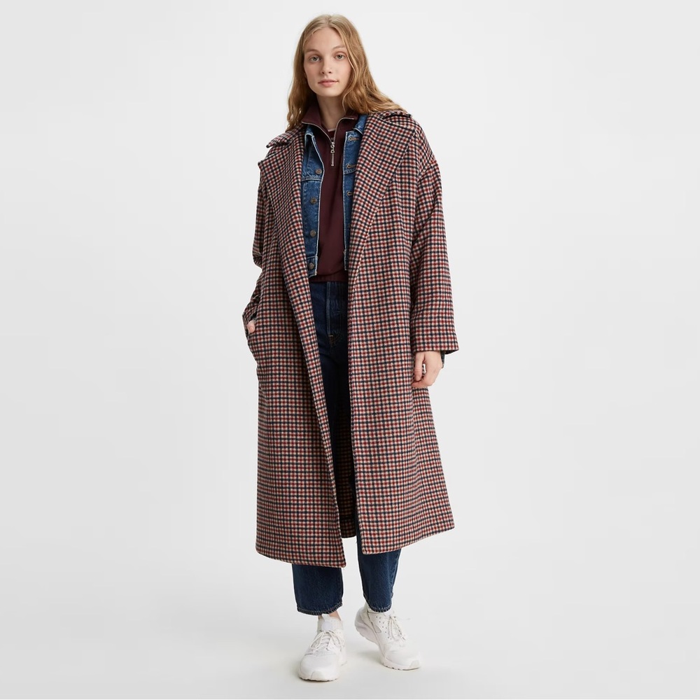 Levi’s Women's Long Wool Plaid Coat Vintage Inspired  Size M. NO TAGS!!!